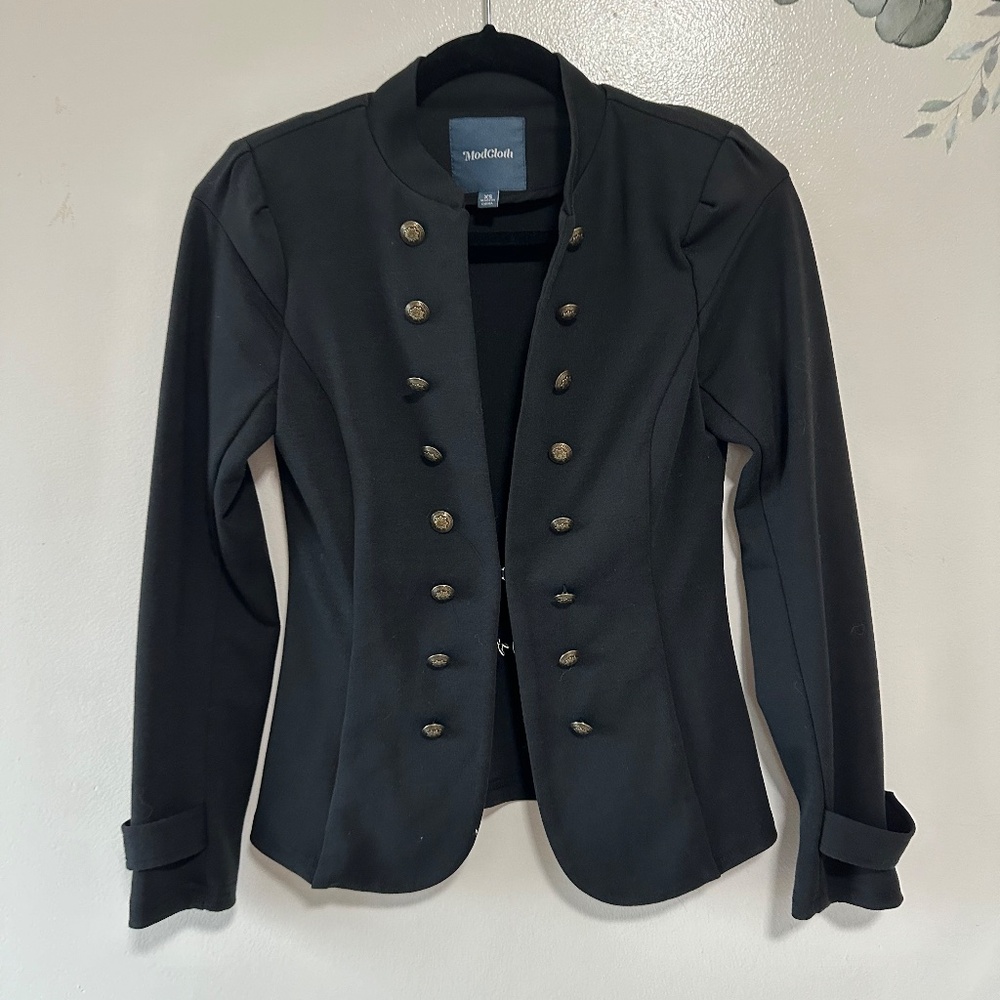 Modcloth Glam Believer Knit Military Button Front Blazer, Black, Size XS - Picture 8 of 12